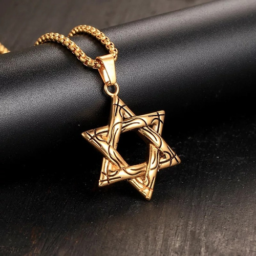 Pingente Aço Inox Estrela Davi Rei Selo Salomão Israel Judeu