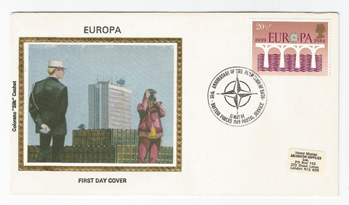 Sobre 1984 Otan Inglaterra  Estampilla Fdc Colorano Silk