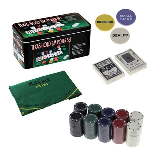 Poker Game Set 200 Fichas + Cartas + Paño