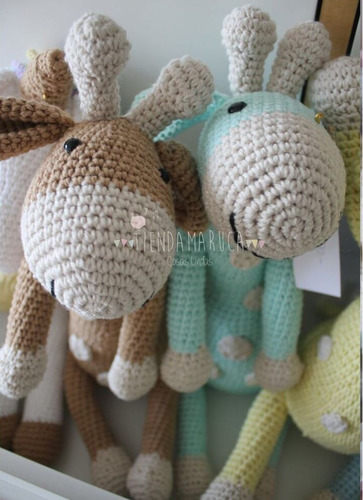 Jirafa Tejida Crochet Hilo Amigurumi Muñeco Cuna Bebé