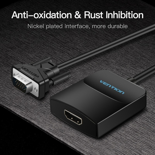 Imagen 8 de 10 de Cable Adaptador Vga Macho A Hdmi + Audio + Micro Usb Vention