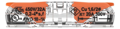100 Conectores De Emenda P/ Condutores 4mm² 2 Polos 32a Wago