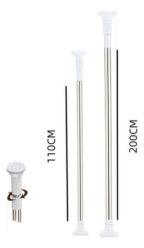 Barra De Cortina De Ducha Retráctil De 70 Cm A 120 Cm Blanco