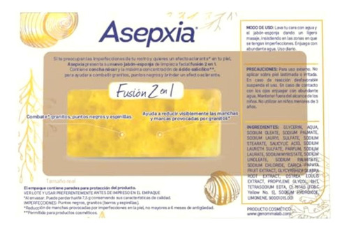 Asepxia Fusión 2 En 1 Concha Nácar Jabón Esponja, Elimina