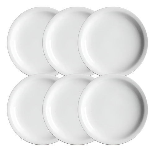 X12 Plato Playo 24 Cm Schmidt Porcelana Blanca A Angosta Color Blanco Ala Angosta