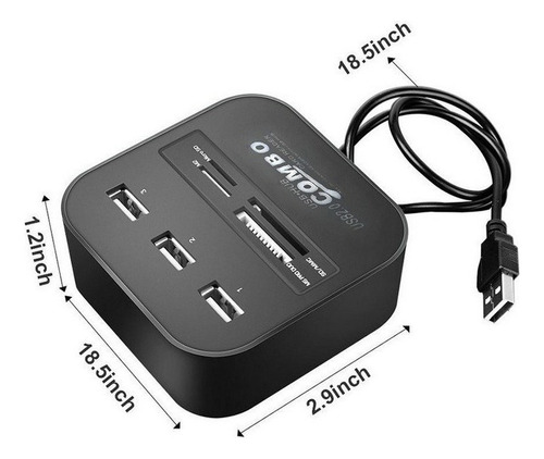Conector Múltiple De Usb De 7 Puertos 2.0 Sd&mmc Ms Tf M2