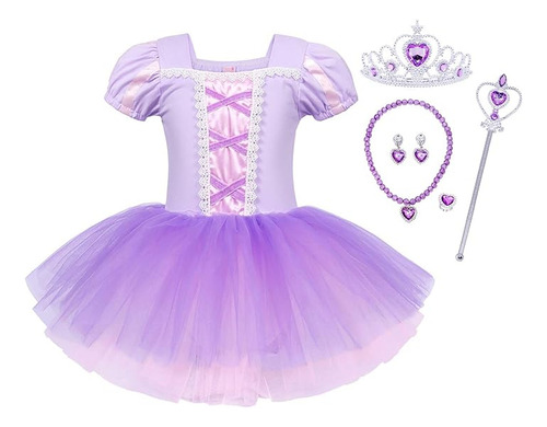 Vestido Princesa Elsa Rapunzel Nieve Para Niñas Vestido Tutu