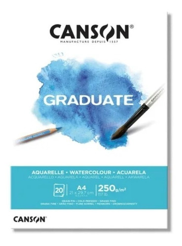 Block 20 Hojas Canson Graduate Aquarelle A4 250g Acuarela