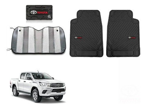 Tapetes 2pz Logo + Parasol Toyota Hilux 2013 - 2020 2021 Negro