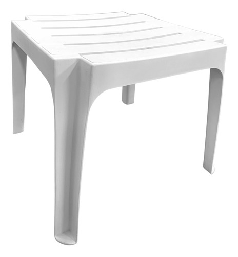 Mesa De Plástico Para Jardín Cuadrada Blanca Colombraro Color Blanco