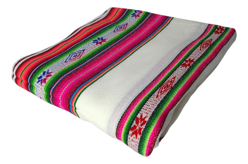 Mantel Tela Aguayo Grande Norteño - 2.26 X 1.13 Crema Rayas
