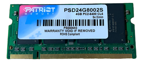 Memória Ram Patriot Ddr2 4gb Pc2-6400 1 Módulo
