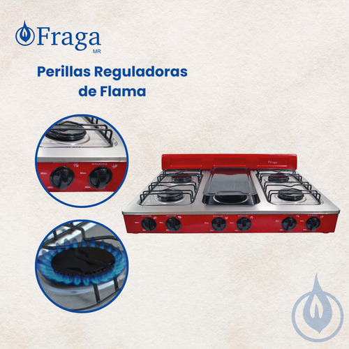 Parrilla Fraga Modelo P330 Inoxidable Y Blanco Rojo