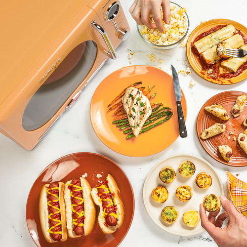 Horno Microondas Retro Compacto 0.7 Pies 700w Color Naranja