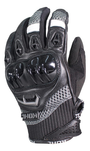 Guantes Motociclista De Piel Touch Con Protecciónes Kohl Color Gris Talla S