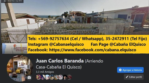 Imagen 1 de 15 de El Quisco Arriendo Casa 7 Pax Y Cabaña 4 Pax 3 Cuadras Playa