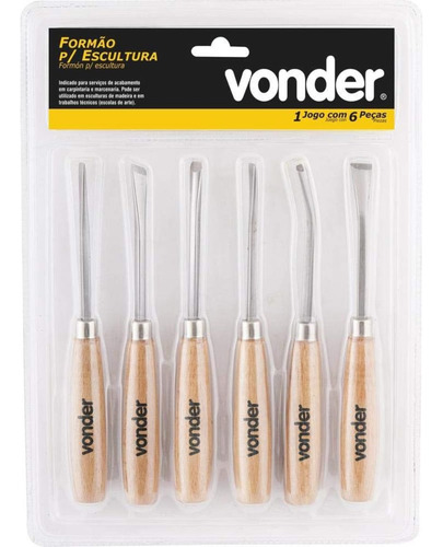 Kit De Formão C 6 Peças Artesão Entalhar Xilogravura Vonder