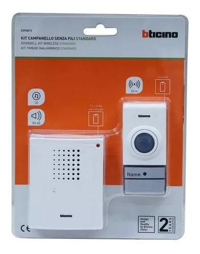 Timbre Inalámbrico Essential 32 Melodías Bticino A Pilas