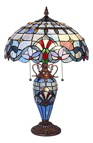 Capulina Tiffany Lámpara De Mesa Grande 3-luz Con Luz Noctur