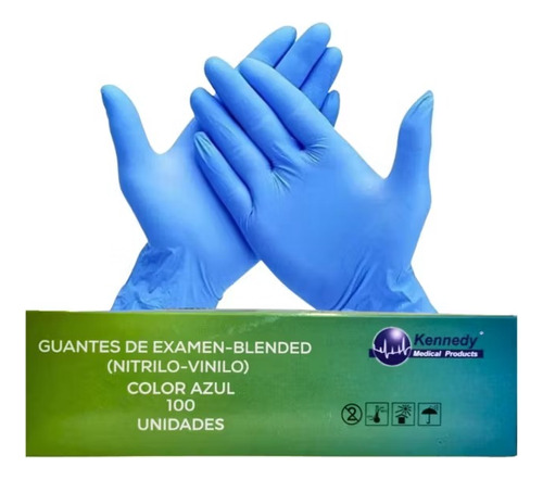 Guante De Examen Nitrilo Azul X 100 Unidades Nitrilo-vinilo