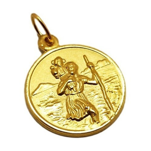 Medalla San Cristóbal - Plaqué Oro 21k - 18mm