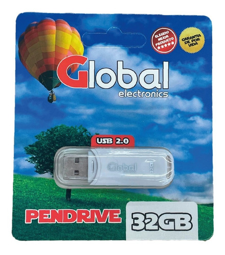 Pen Drive Blanco Global 32 Gb Usb 2.0 Memoria Micro Flash X8