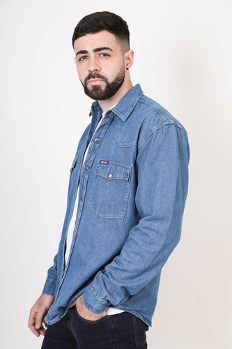 Camisa Jean Clásica, Con Broches. Hombre. Bravo J. T. S-2xl