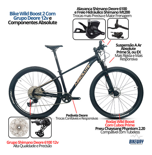 Bicicleta Absolute Wild Boost 2 Kit Deore 6100 Suspensão Ar