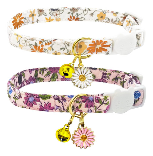 Juego De 2 Collares De Algodón Para Gatos Con Campana Y CoLG
