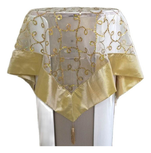 Mantel Cuadrado Dorado Brillante De Encaje Para Cocina, Té Y