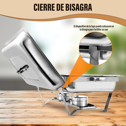 Chafer Bufetera Plegable De Acero Inoxidable 3 Divisiones