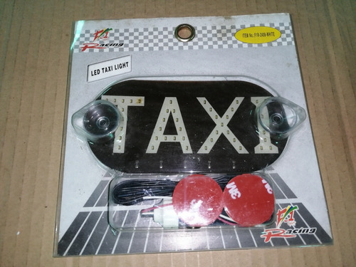 Aviso Letrero Taxi Blanco Led 12v Cigarrera Chupones Vidrio