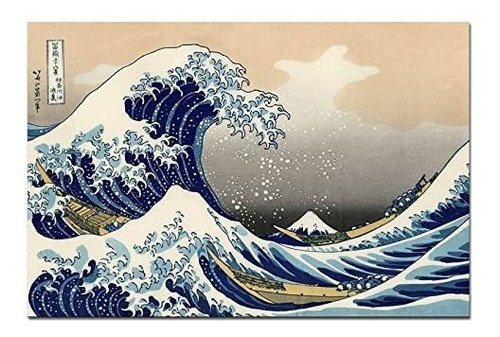 Gran Ola De Kanagawa Katsushika Hokusai Giclee Lona Imp...