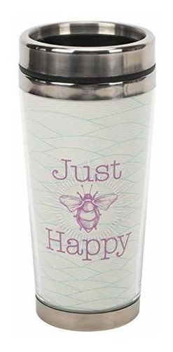 Just Bee Happy Purple 16 Ounce Stainless Steel Travel Tumble