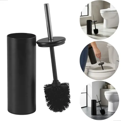 Escova Sanitária Matte Preta Cabo E Base ​Em Inox Powermaid Preto