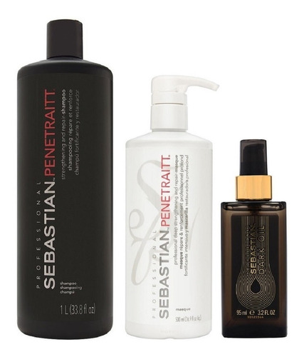 Shampoo 1000ml + Mascarilla + Dark Oil Sebastian Penetraitt
