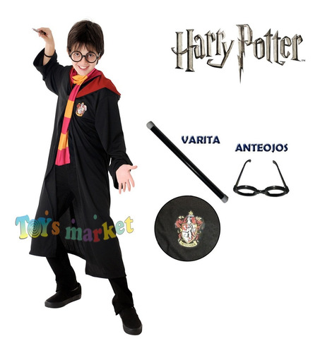 Imagen 2 de 6 de Disfraz De Harry Potter Original Con Varita Y Anteojos