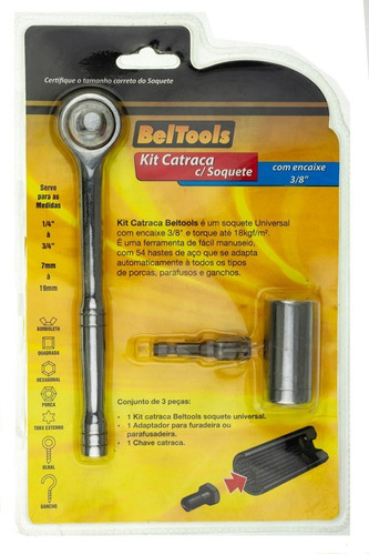 Kit Catraca C/ Soquete Universal Furadeira 7 A 19mm Beltools