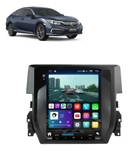 Central Multimídia Android Tesla Civic G10 2016-20 8/core 4g