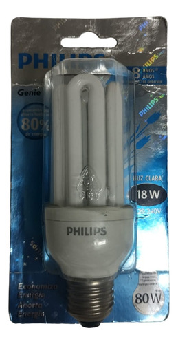 Lampara Bajo Consumo Recta Philips 18w = 80w E27 Luz Fria