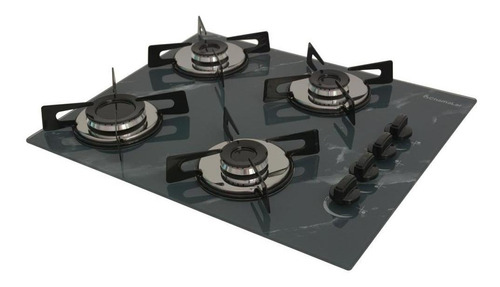 Fogão Cooktop Chapa 4bocas Ultra Chama 127/220v Marmo Cinza