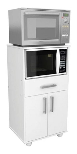 Imagen 2 de 6 de Mueble Organizador Porta Microondas + Grill Premium Blanco