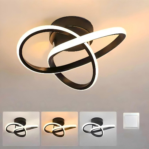 Lámpara Variable De 3 Color Plafn Led Curva Moderna Para Luz