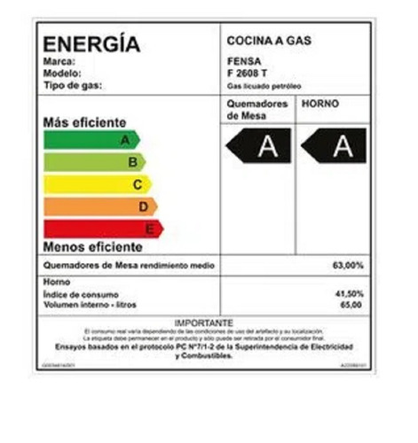 Cocina Gas 4 Quemadores Fensa F 2608t
