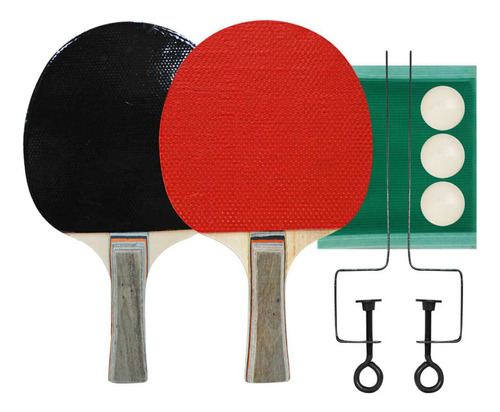 Kit Tenis De Mesa Ping Pong - Completo Raquetes Bolas + Rede Cor Azul/vermelho