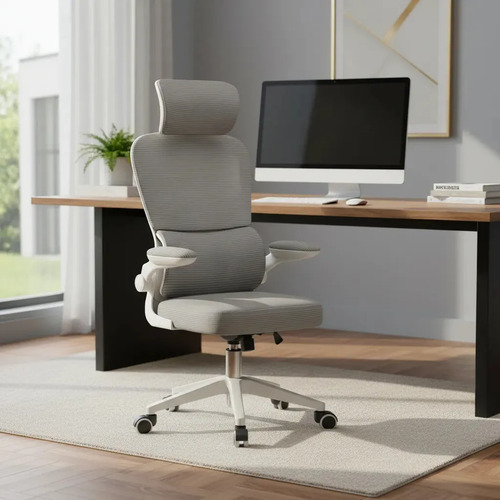 Cadeira Escritório Ergonômica Python Fly B07 Cinza Com Suporte Lombar