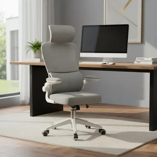 Cadeira Escritório Ergonômica Python Fly B07 Cinza Com Suporte Lombar