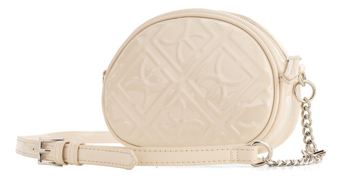 Bolsa Crossbody Cloe Para Mujer Chica Material Charol Color Beige