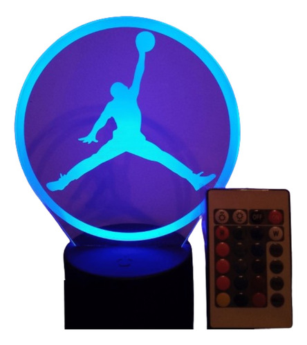 Lampara Led 3d Basquet Micahel Jordan Con Control Remoto