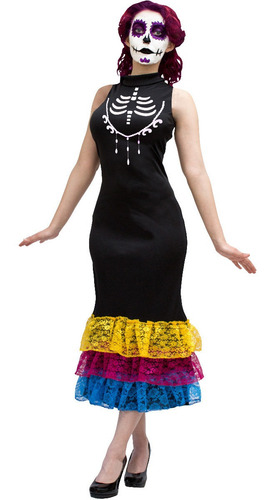 Imagen 1 de 1 de Disfraz Catrina Elegante Mujer Halloween Disfraz Fiesta